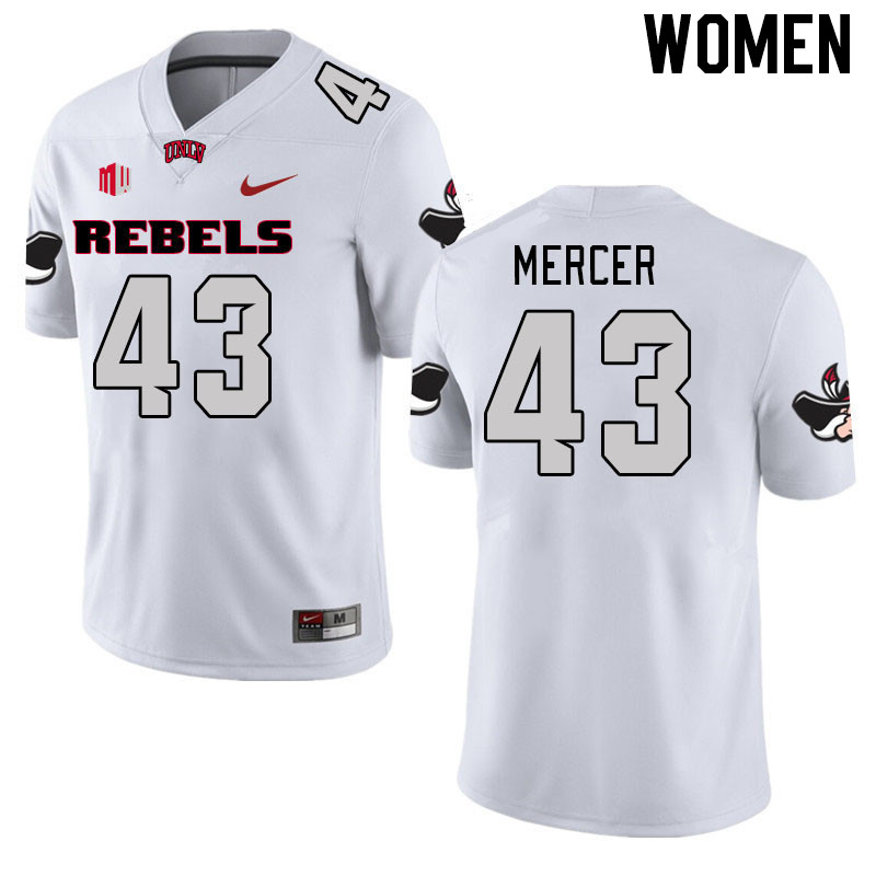 Women #43 Mekhi Mercer UNLV Rebels 2023 College Football Jerseys Stitched-White - Click Image to Close